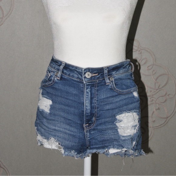 American Eagle Outfitters Pants - American Eagle Ne(x)t Level Stretch Blue Ripped Jean Shorts